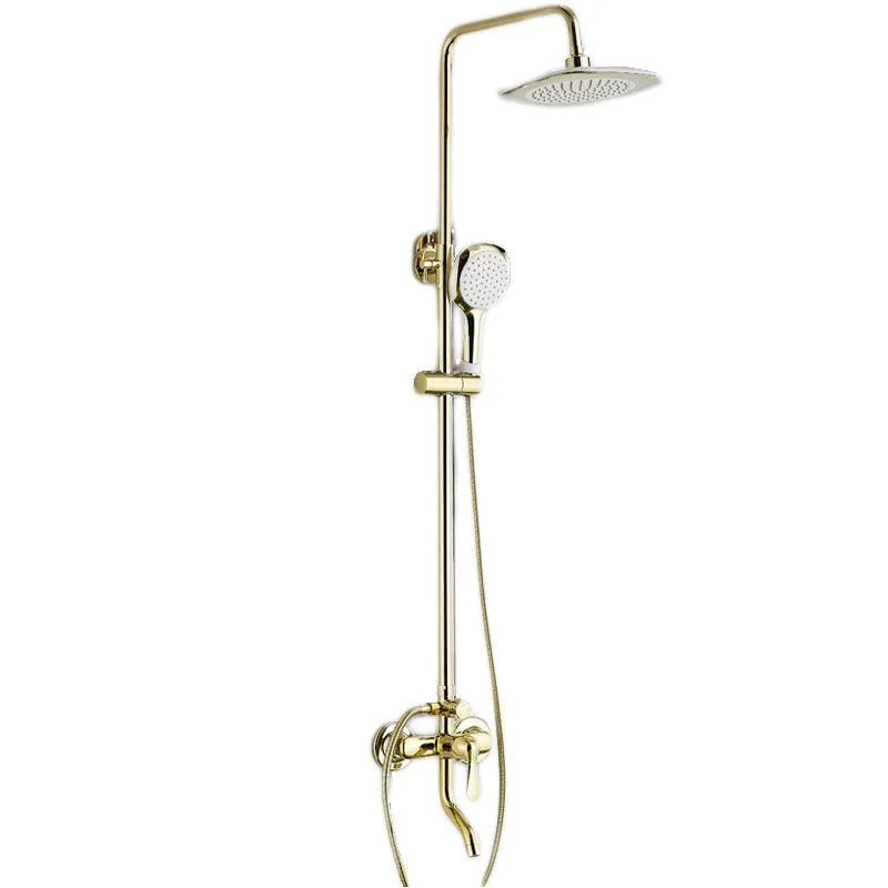 Contemporary Shower Head Combo Gold Wall Mounted Shower System -Bathlova