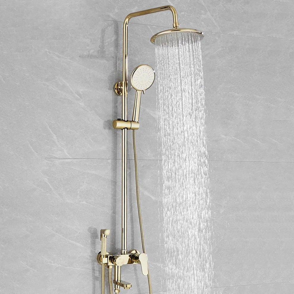 Contemporary Shower Head Combo Gold Wall Mounted Shower System -Bathlova