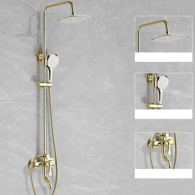 Contemporary Shower Head Combo Gold Wall Mounted Shower System -Bathlova