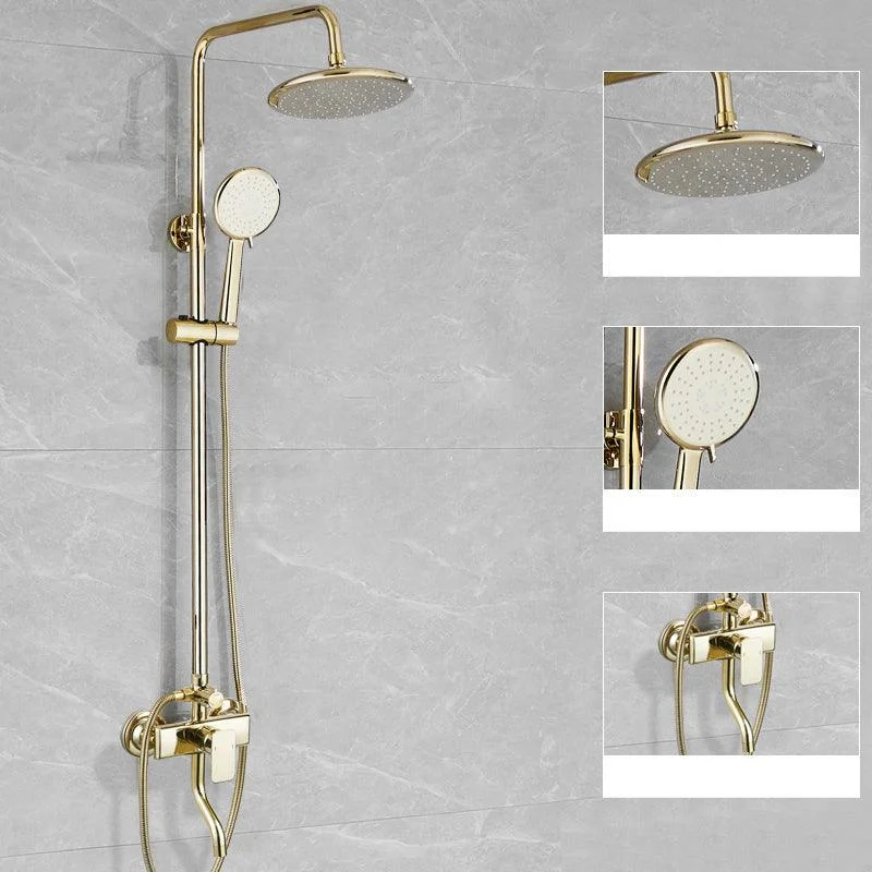 Contemporary Shower Head Combo Gold Wall Mounted Shower System -Bathlova