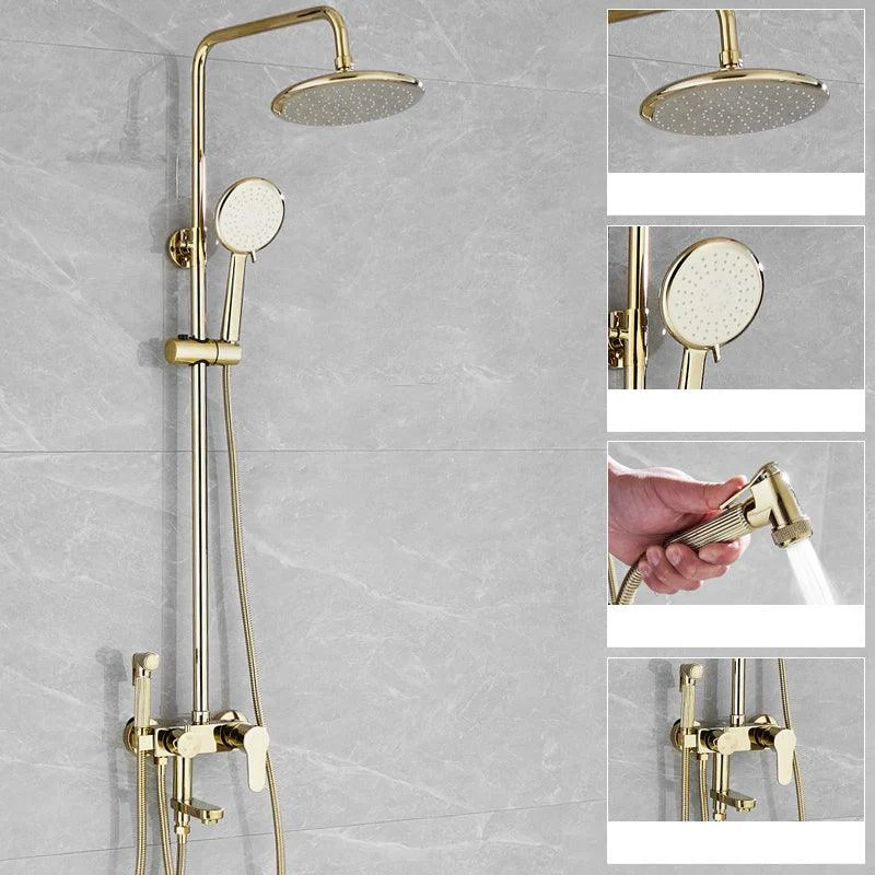 Contemporary Shower Head Combo Gold Wall Mounted Shower System -Bathlova