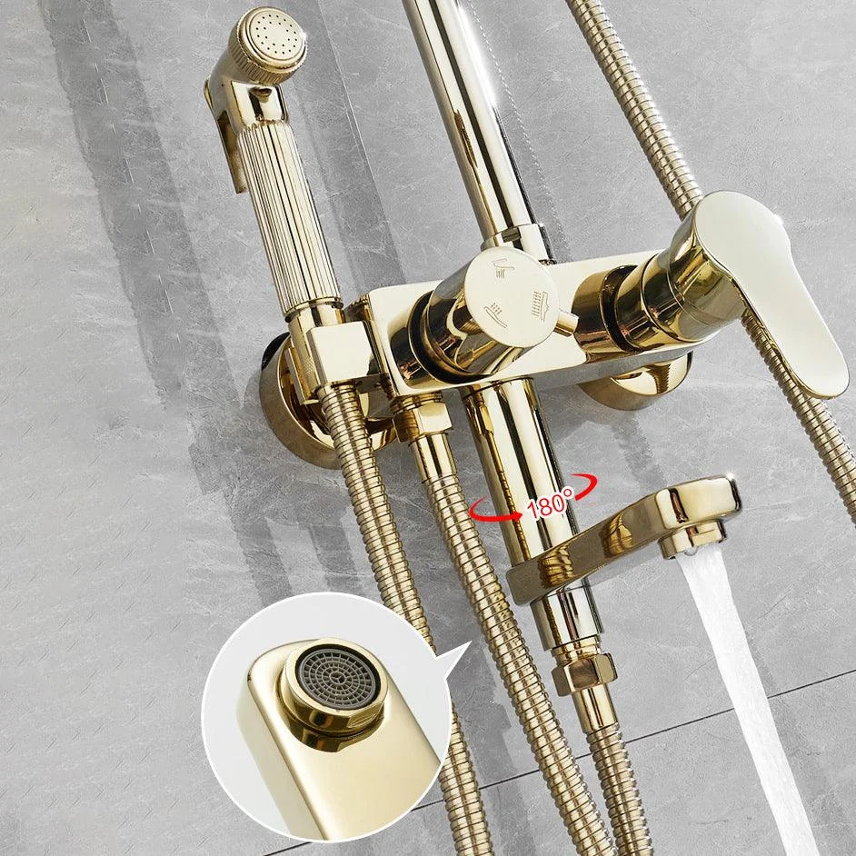 Contemporary Shower Head Combo Gold Wall Mounted Shower System -Bathlova