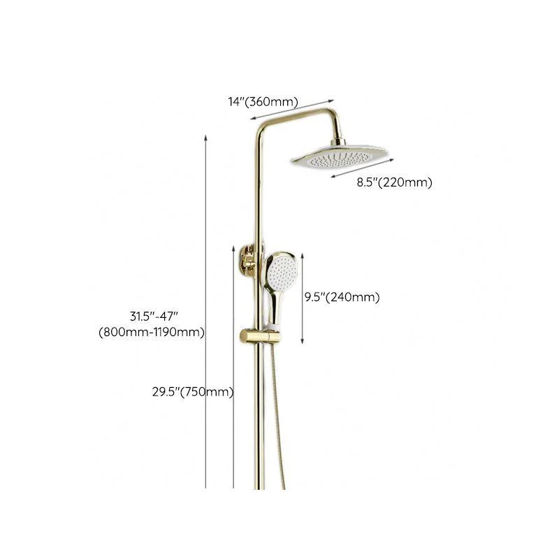 Contemporary Shower Head Combo Gold Wall Mounted Shower System -Bathlova