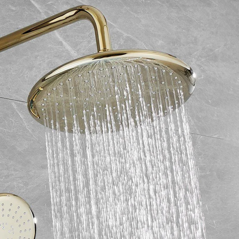 Contemporary Shower Head Combo Gold Wall Mounted Shower System -Bathlova