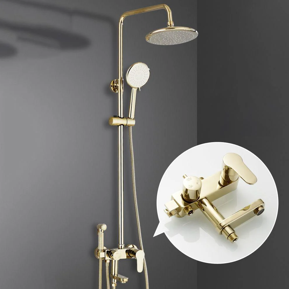 Contemporary Shower Head Combo Gold Wall Mounted Shower System -Bathlova