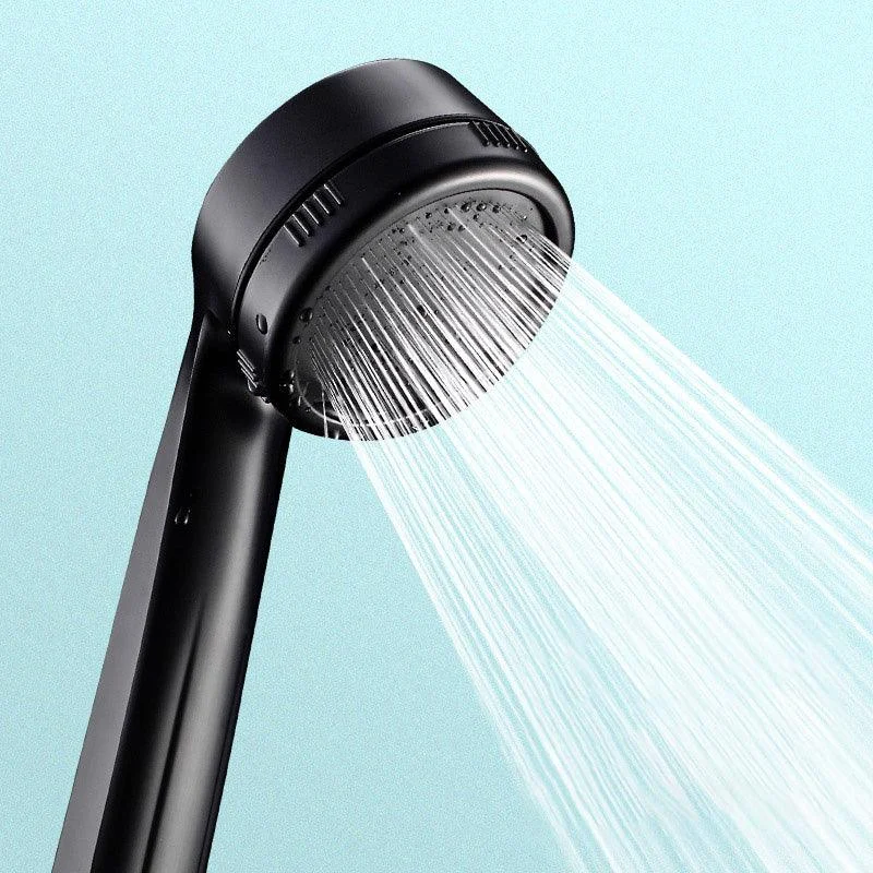 Contemporary Shower Head Round Handheld Shower Head Combo in Black -Bathlova