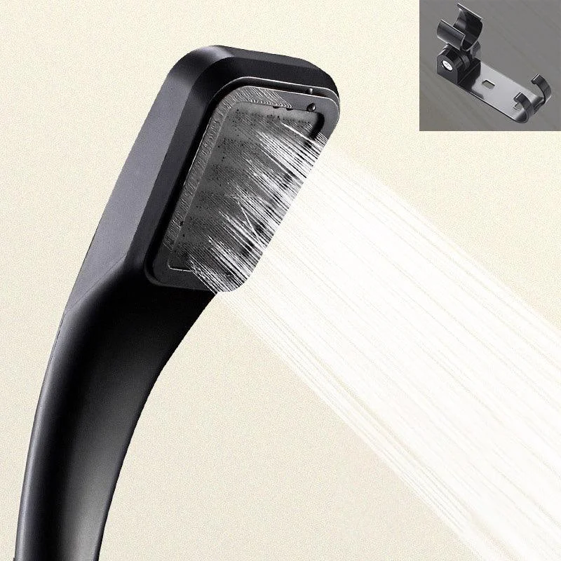 Contemporary Shower Head Round Handheld Shower Head Combo in Black -Bathlova