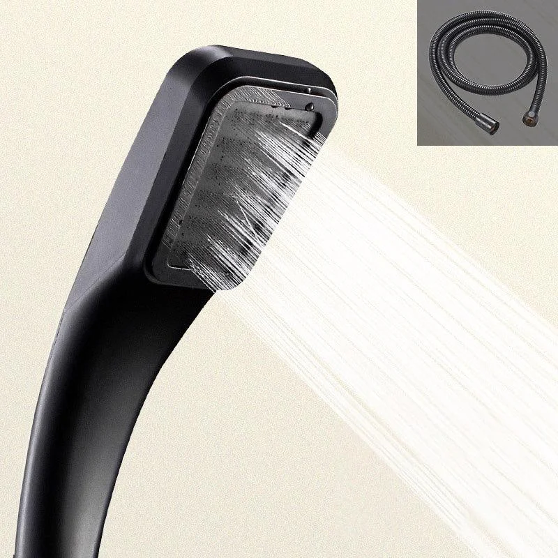 Contemporary Shower Head Round Handheld Shower Head Combo in Black -Bathlova