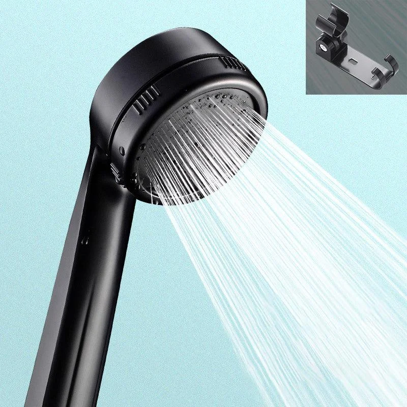 Contemporary Shower Head Round Handheld Shower Head Combo in Black -Bathlova