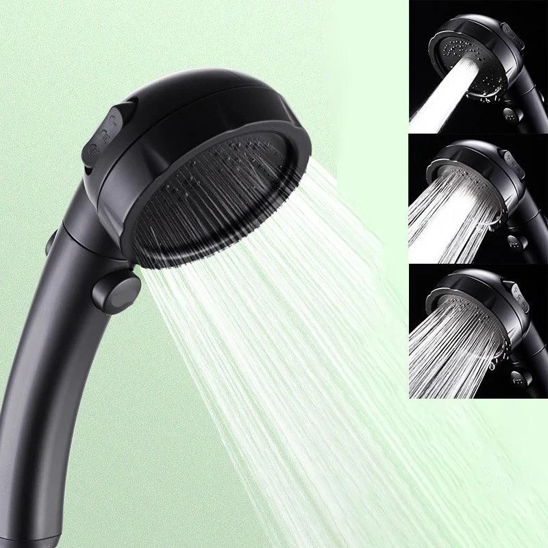 Contemporary Shower Head Round Handheld Shower Head Combo in Black -Bathlova