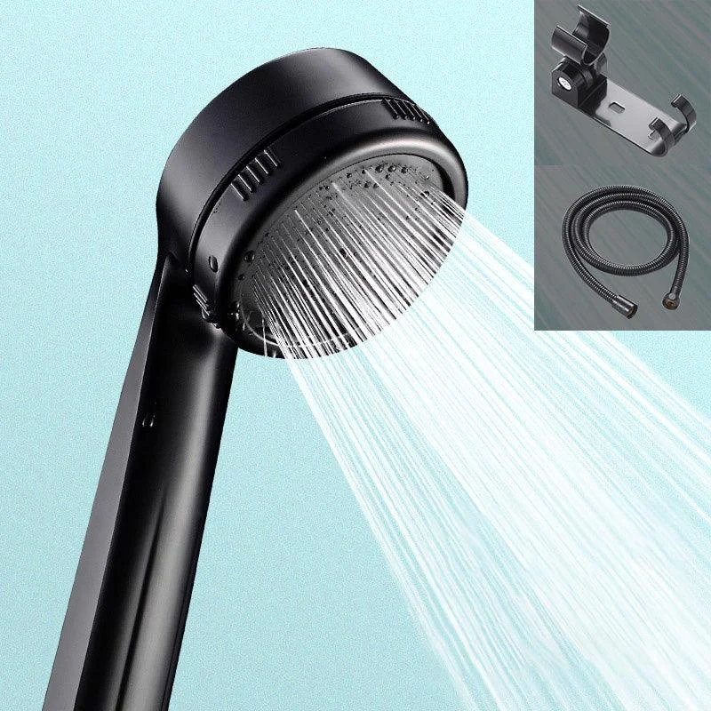 Contemporary Shower Head Round Handheld Shower Head Combo in Black -Bathlova