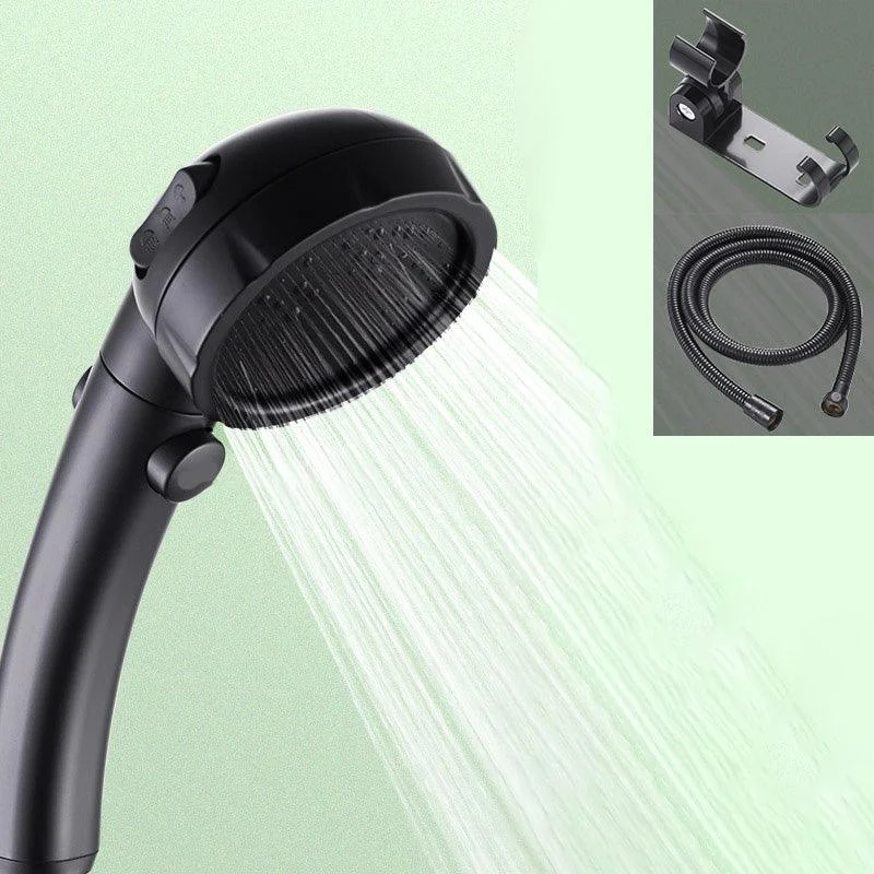 Contemporary Shower Head Round Handheld Shower Head Combo in Black -Bathlova