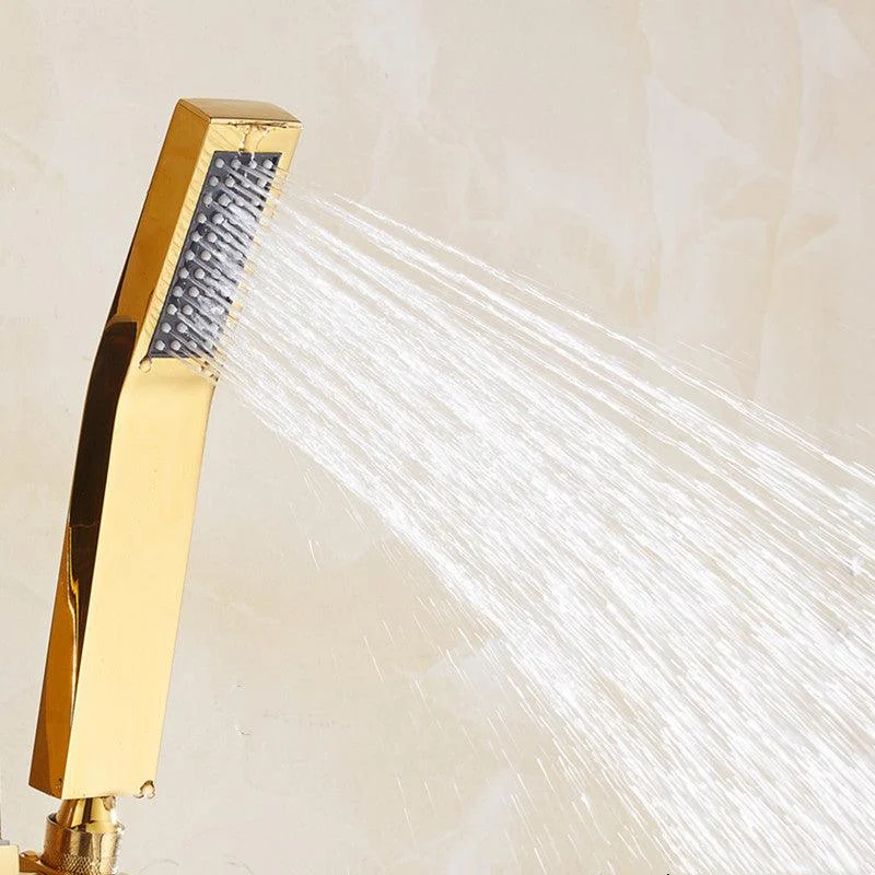 Contemporary Shower Head Square Golden Bathroom Handheld Shower Head -Bathlova