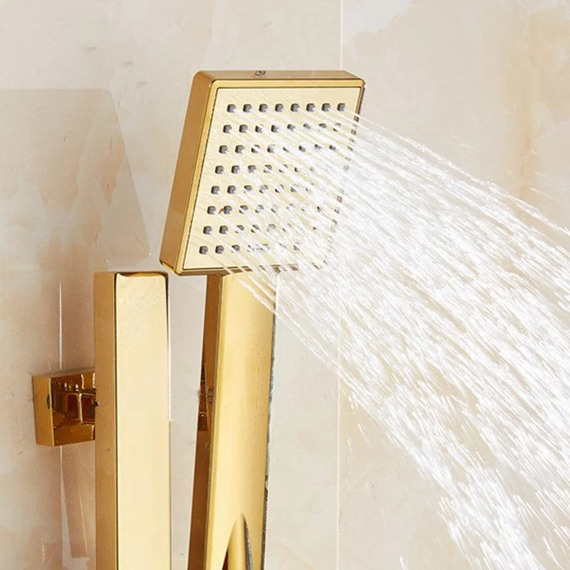 Contemporary Shower Head Square Golden Bathroom Handheld Shower Head -Bathlova