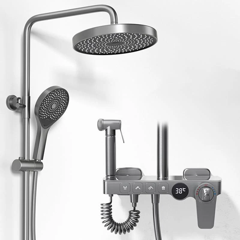 Contemporary Shower Set Dual Shower Head Slide Bar Thermostatic Wall Mounted Shower System -Bathlova