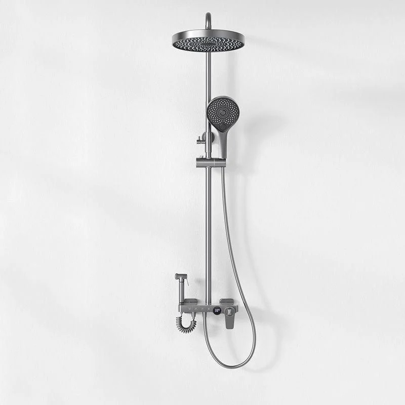 Contemporary Shower Set Dual Shower Head Slide Bar Thermostatic Wall Mounted Shower System -Bathlova