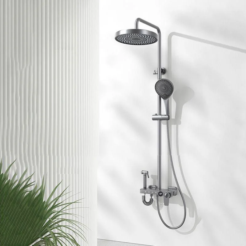 Contemporary Shower Set Dual Shower Head Slide Bar Thermostatic Wall Mounted Shower System -Bathlova