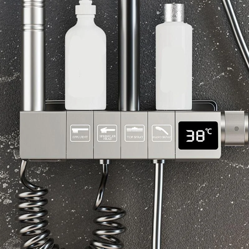 Contemporary Shower Set Slide Bar Dual Shower Head Thermostatic Wall Mounted Shower System -Bathlova