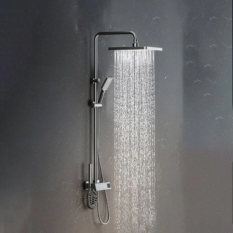 Contemporary Shower Set Slide Bar Dual Shower Head Thermostatic Wall Mounted Shower System -Bathlova