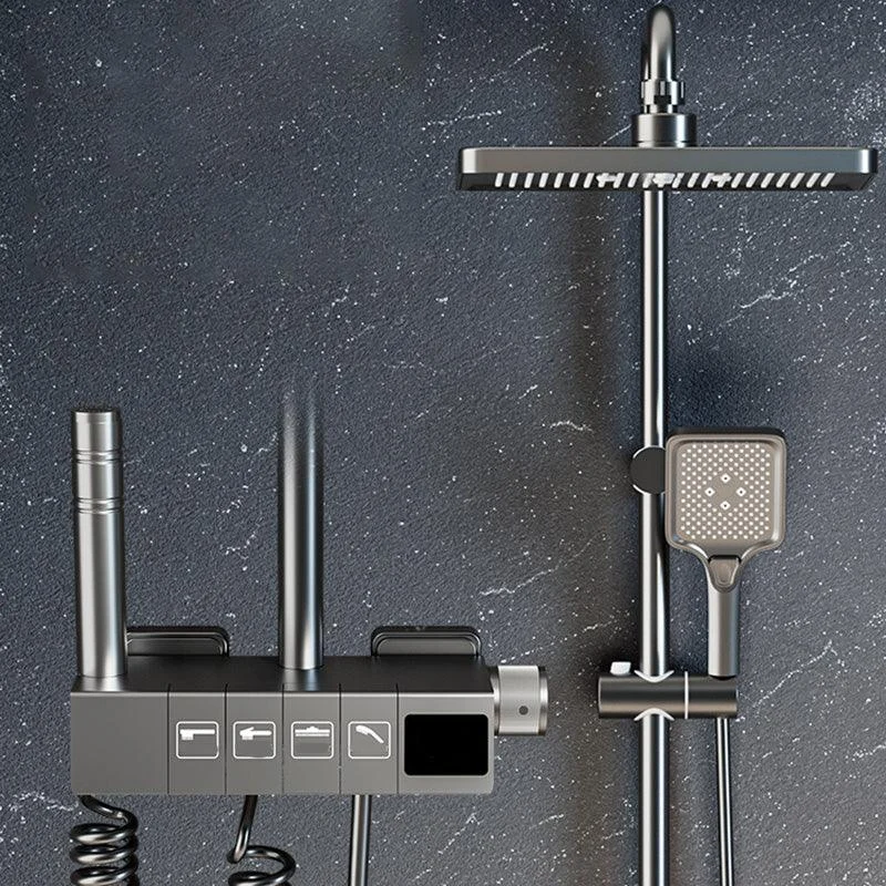 Contemporary Shower Set Slide Bar Dual Shower Head Thermostatic Wall Mounted Shower System -Bathlova