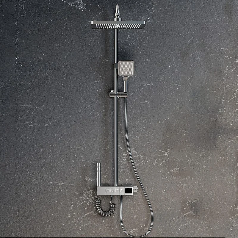 Contemporary Shower Set Slide Bar Dual Shower Head Thermostatic Wall Mounted Shower System -Bathlova