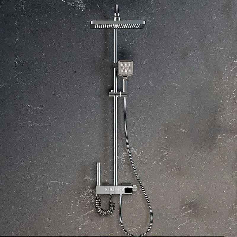 Contemporary Shower Set Slide Bar Dual Shower Head Thermostatic Wall Mounted Shower System -Bathlova