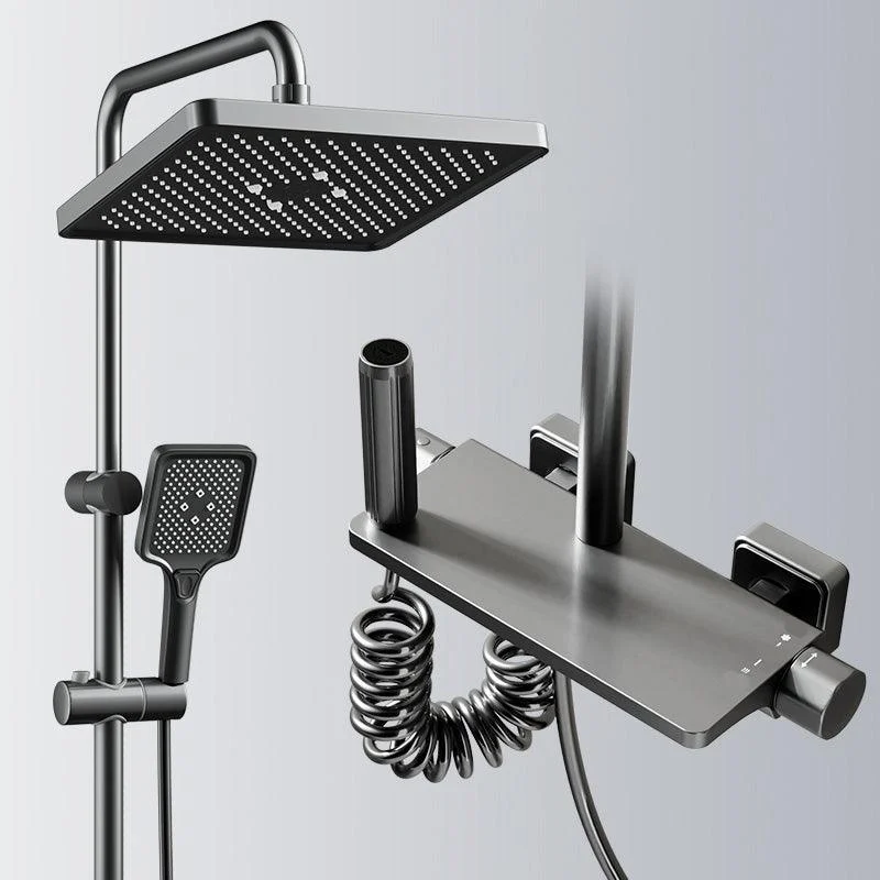 Contemporary Shower Set Slide Bar Dual Shower Head Thermostatic Wall Mounted Shower System -Bathlova