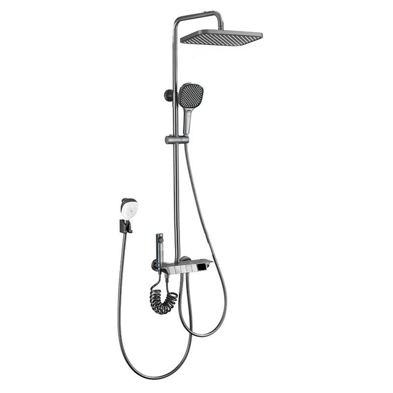 Contemporary Shower System Dual Shower Head Slide Bar Thermostatic Wall Mounted Shower Set -Bathlova