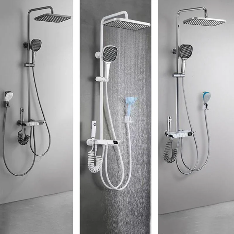 Contemporary Shower System Dual Shower Head Slide Bar Thermostatic Wall Mounted Shower Set -Bathlova