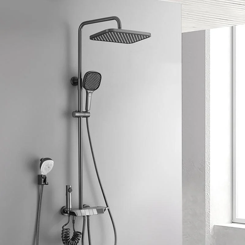 Contemporary Shower System Dual Shower Head Slide Bar Thermostatic Wall Mounted Shower Set -Bathlova