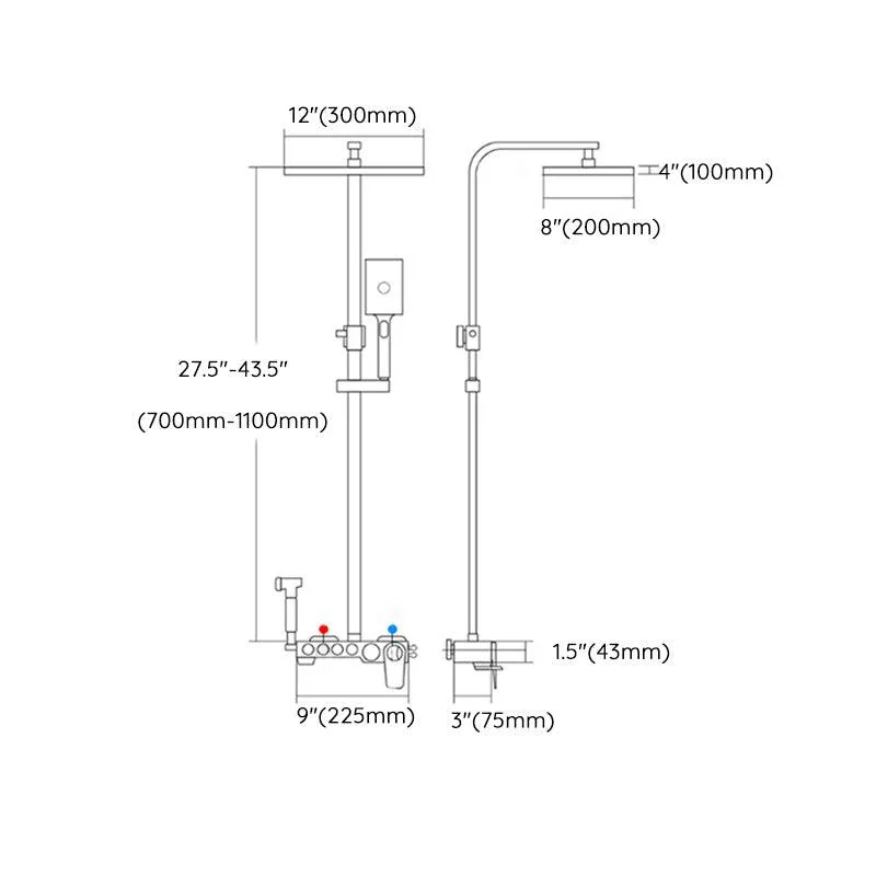 Contemporary Shower System Slide Bar Adjustable Shower Head Wall Mounted Shower Set -Bathlova