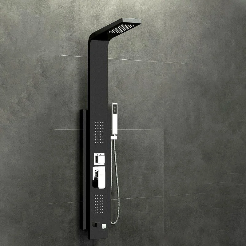 Contemporary Shower System Slide Bar Dual Shower Head Thermostatic Wall Mounted Shower Set -Bathlova