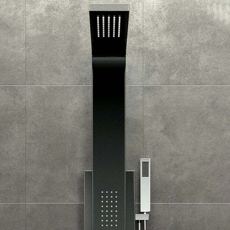 Contemporary Shower System Slide Bar Dual Shower Head Thermostatic Wall Mounted Shower Set -Bathlova