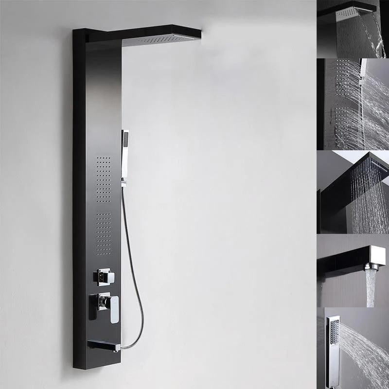 Contemporary Shower System Slide Bar Dual Shower Head Thermostatic Wall Mounted Shower Set -Bathlova