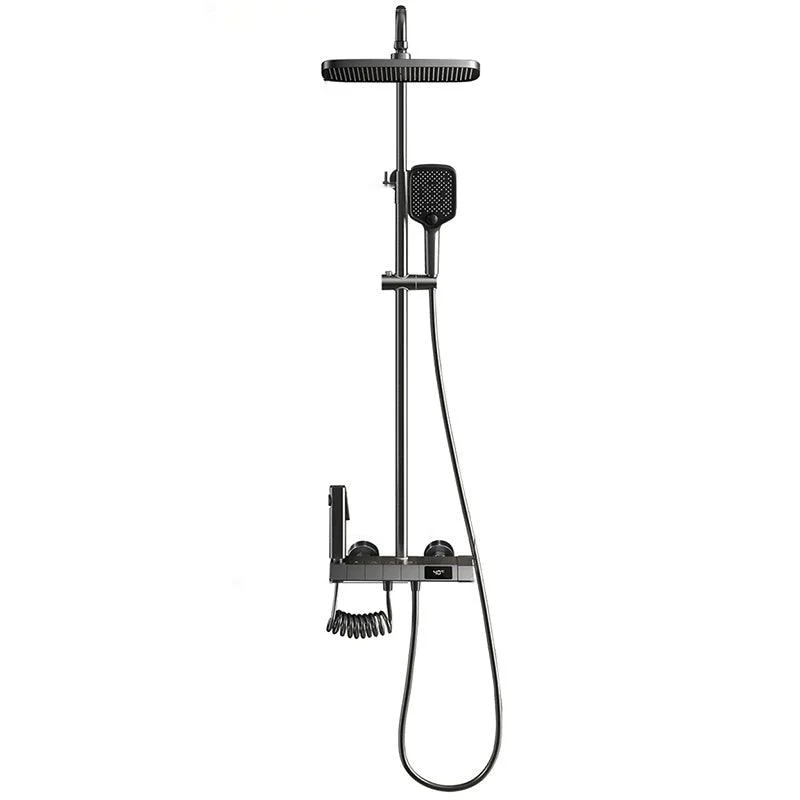 Contemporary Shower System Slide Bar Dual Shower Head Wall Mounted Shower Set -Bathlova