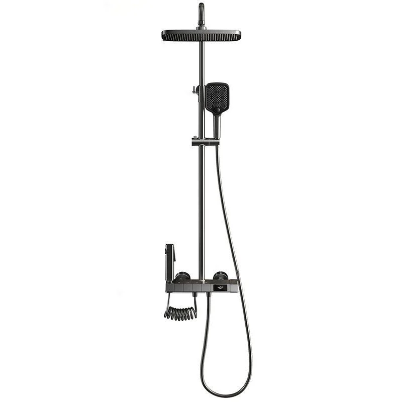 Contemporary Shower System Slide Bar Dual Shower Head Wall Mounted Shower Set -Bathlova