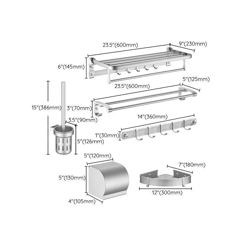 Contemporary Silver Bathroom Accessory As Individual Or As a Set -Bathlova