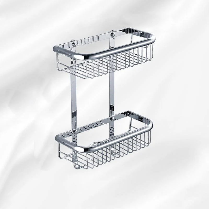 Contemporary Silver Bathroom Set with Bath Shelf and Towel Bar -Bathlova