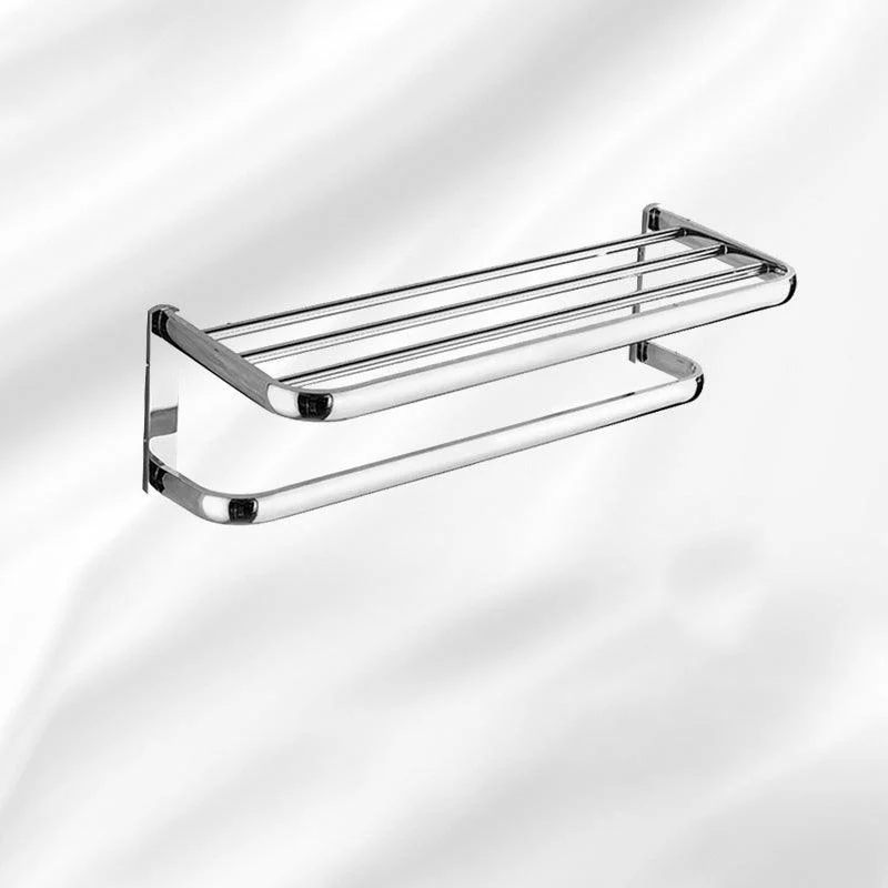 Contemporary Silver Bathroom Set with Bath Shelf and Towel Bar -Bathlova