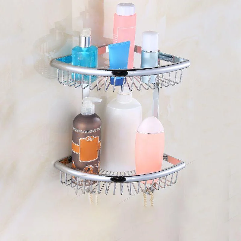 Contemporary Silver Bathroom Set with Bath Shelf and Towel Bar -Bathlova