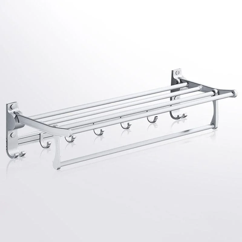 Contemporary Silver Metal Bathroom Accessory Kit with Towel Bar -Bathlova