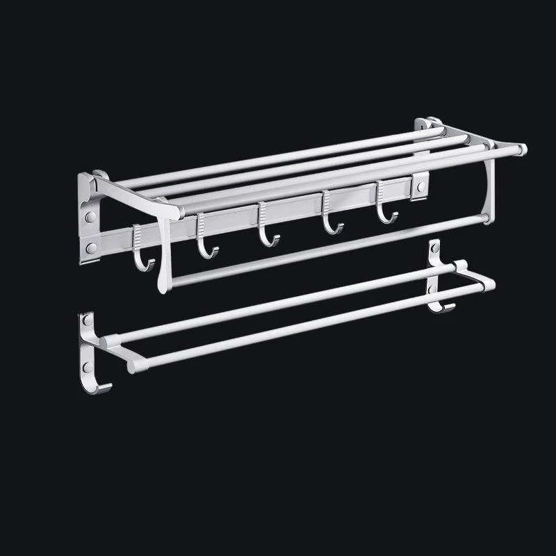 Contemporary Silver Metal Bathroom Accessory Kit with Towel Bar -Bathlova