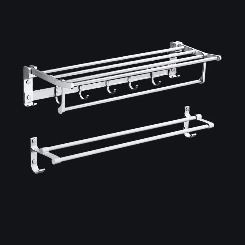 Contemporary Silver Metal Bathroom Accessory Kit with Towel Bar -Bathlova