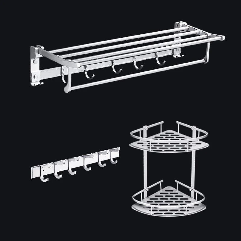 Contemporary Silver Metal Bathroom Accessory Kit with Towel Bar -Bathlova