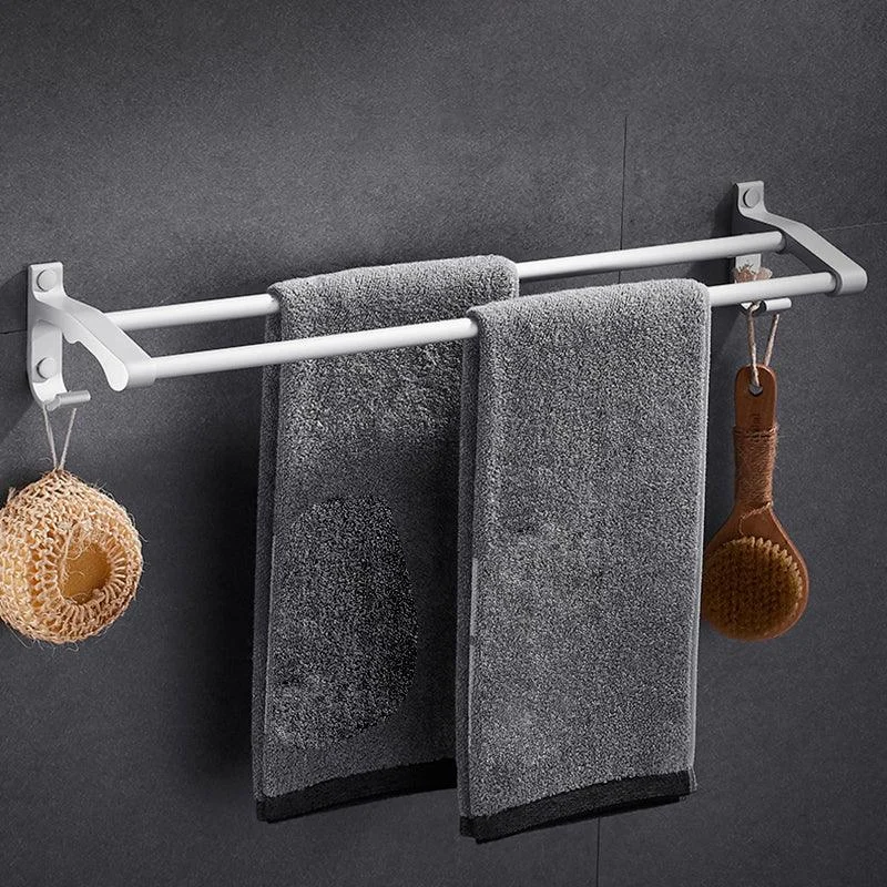 Contemporary Silver Metal Bathroom Accessory Kit with Towel Bar -Bathlova