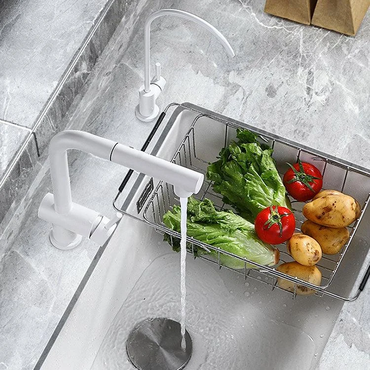 Contemporary Single Bowl Sink Overflow Hole Tap Kitchen Sink in White -Bathlova
