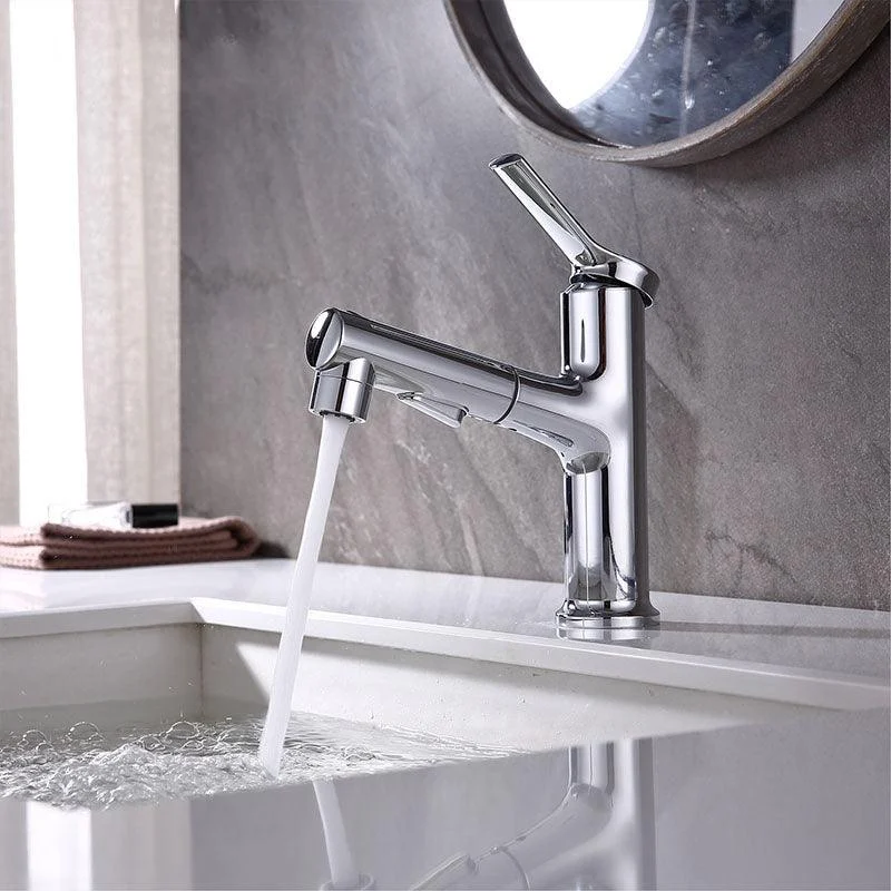 Contemporary Single Handle Tap Pull-out Sink Tap with Lever Handle -Bathlova