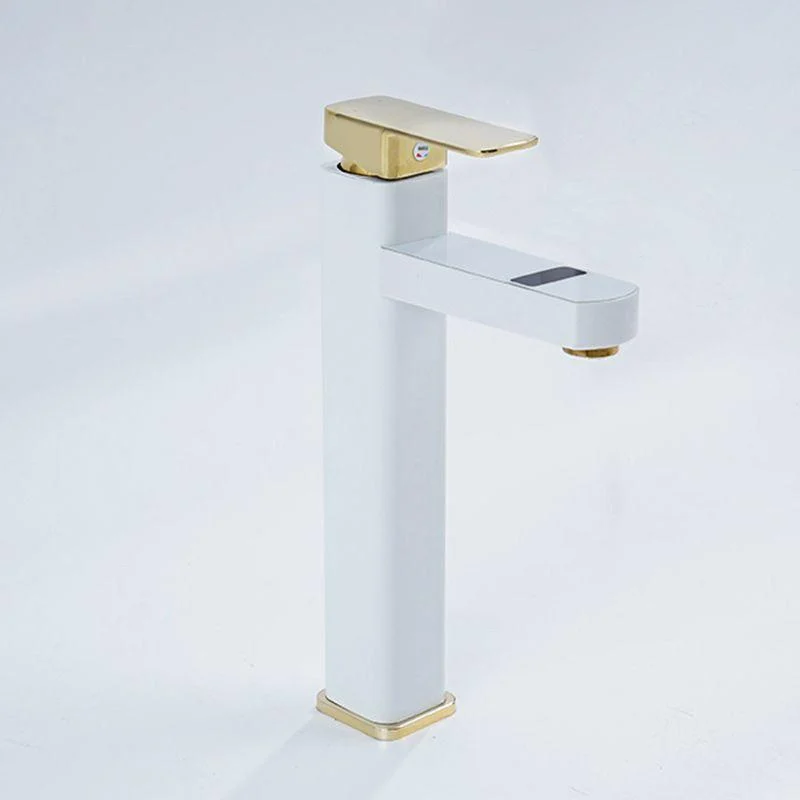 Contemporary Sink Tap Digital Display Screen Solid Color Low Arc Sink Bathroom Tap -Bathlova