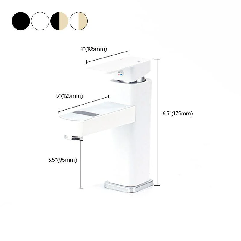 Contemporary Sink Tap Digital Display Screen Solid Color Low Arc Sink Bathroom Tap -Bathlova