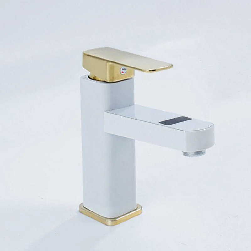 Contemporary Sink Tap Digital Display Screen Solid Color Low Arc Sink Bathroom Tap -Bathlova